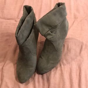 Express grey suede slouch bootie